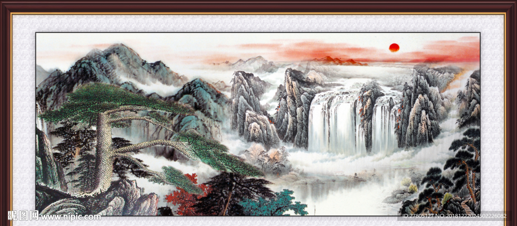 日出山水迎客松