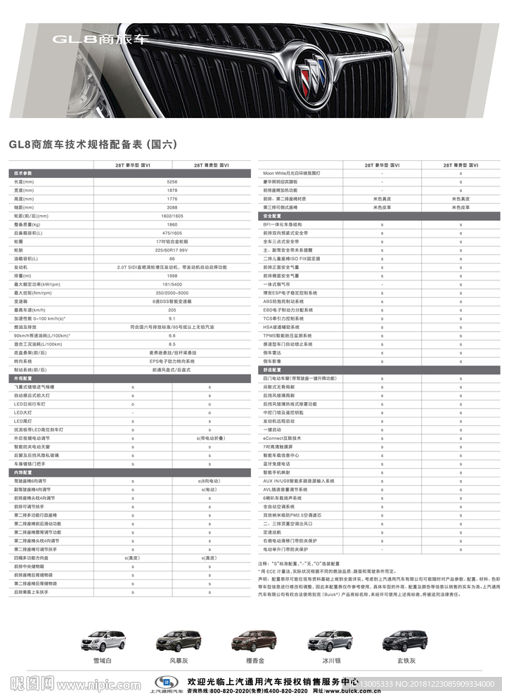 别克GL8 258配置表国六
