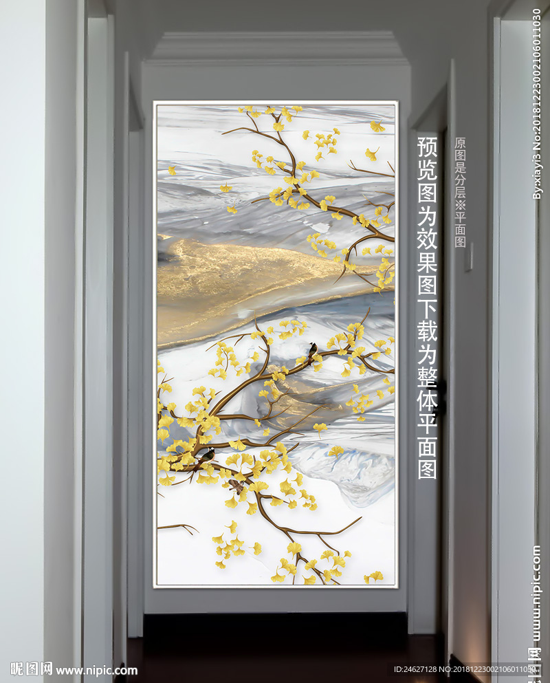 手绘油画花鸟