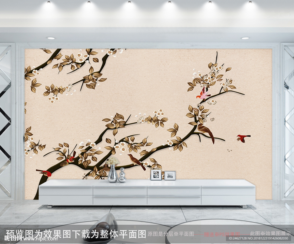 花鸟背景墙