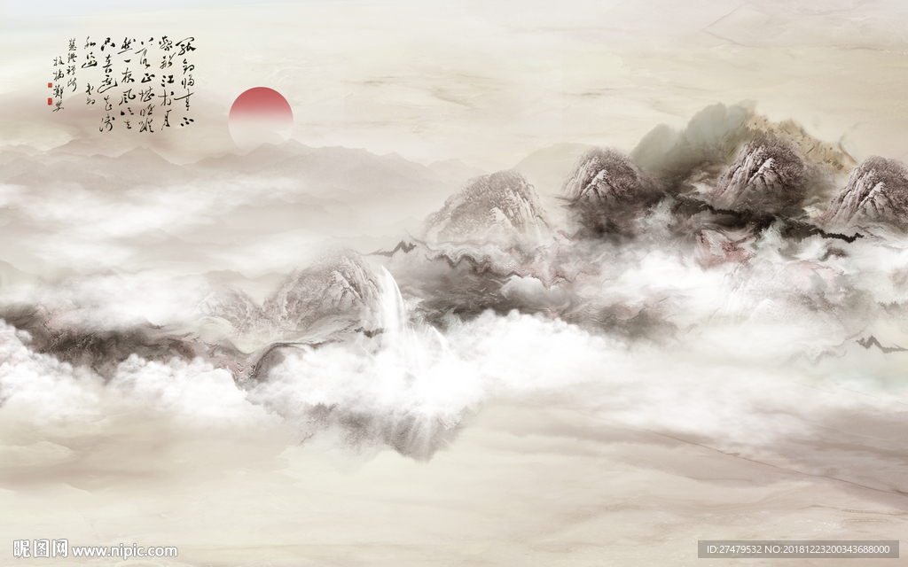 水墨画背景墙