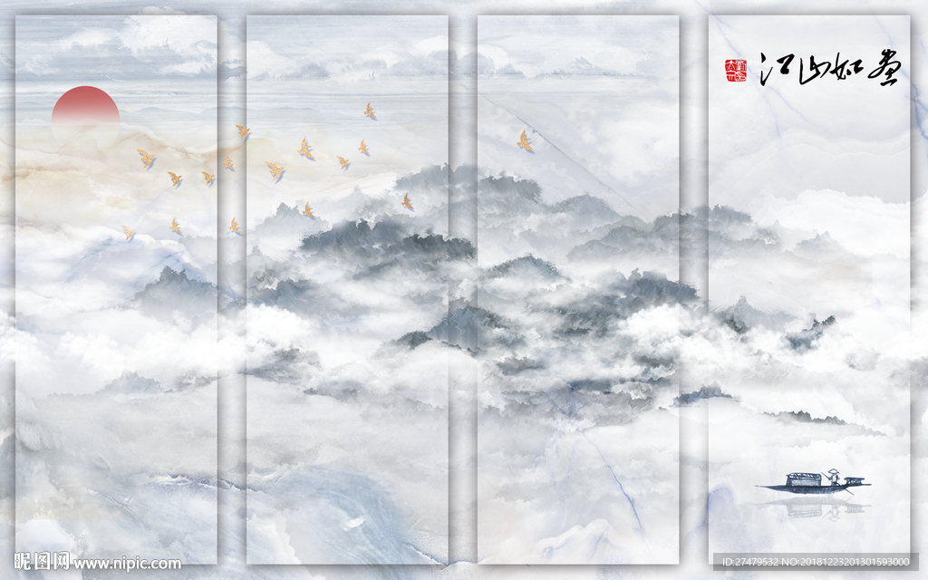 新中式背景墙