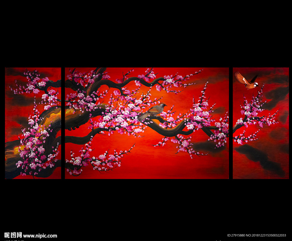 抽象油画无框三联画