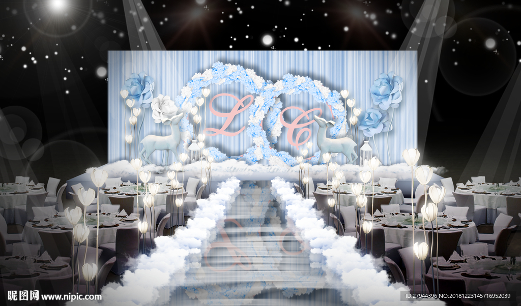 浅蓝色婚礼仪式区