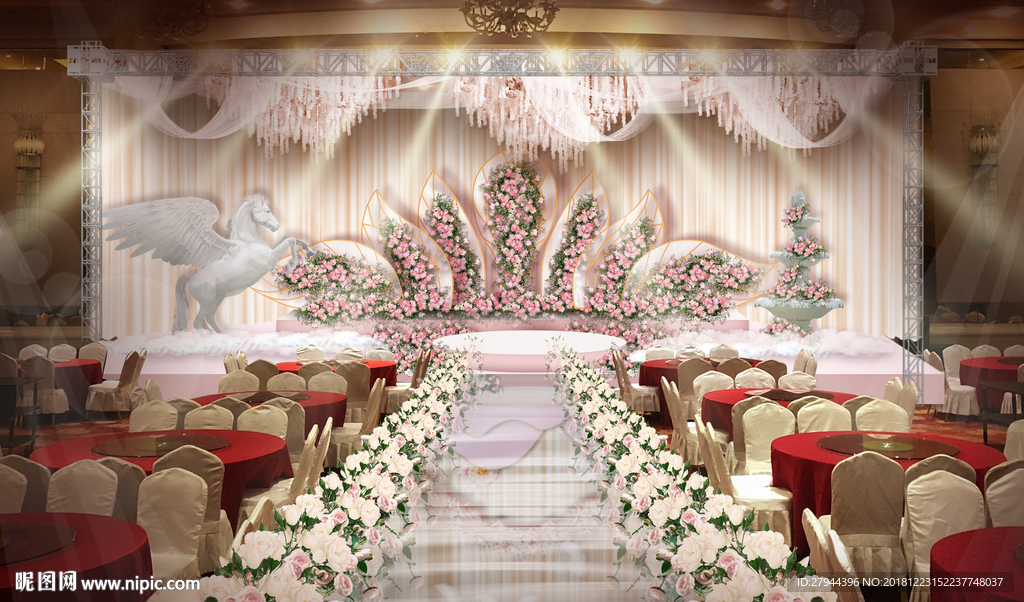 欧式粉色婚礼仪式区
