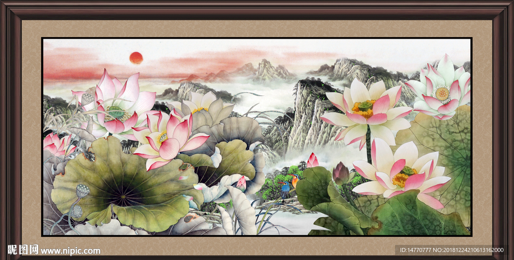 中国画荷花