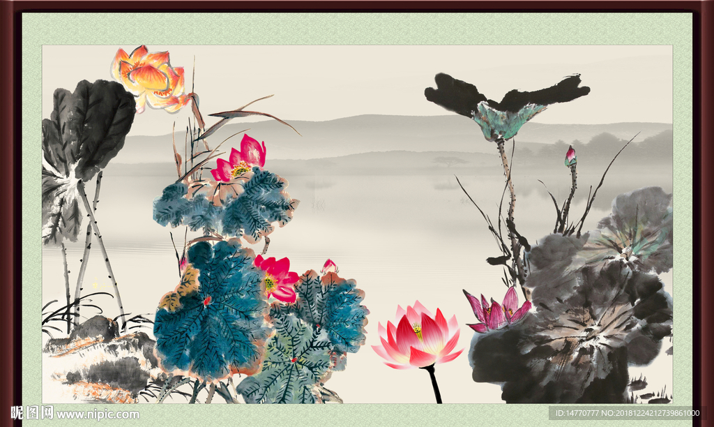 水墨荷花 荷花水墨画