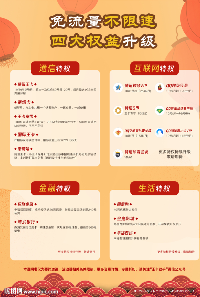 2019年腾讯王卡单页
