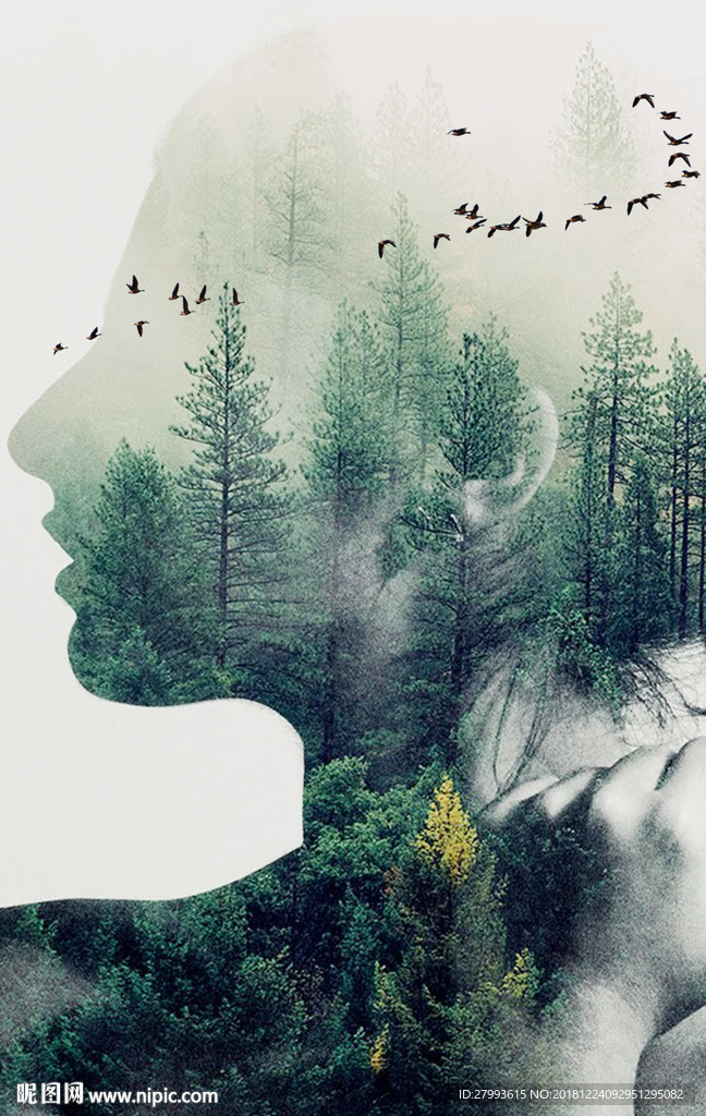 剪影唯美风景装饰画图片