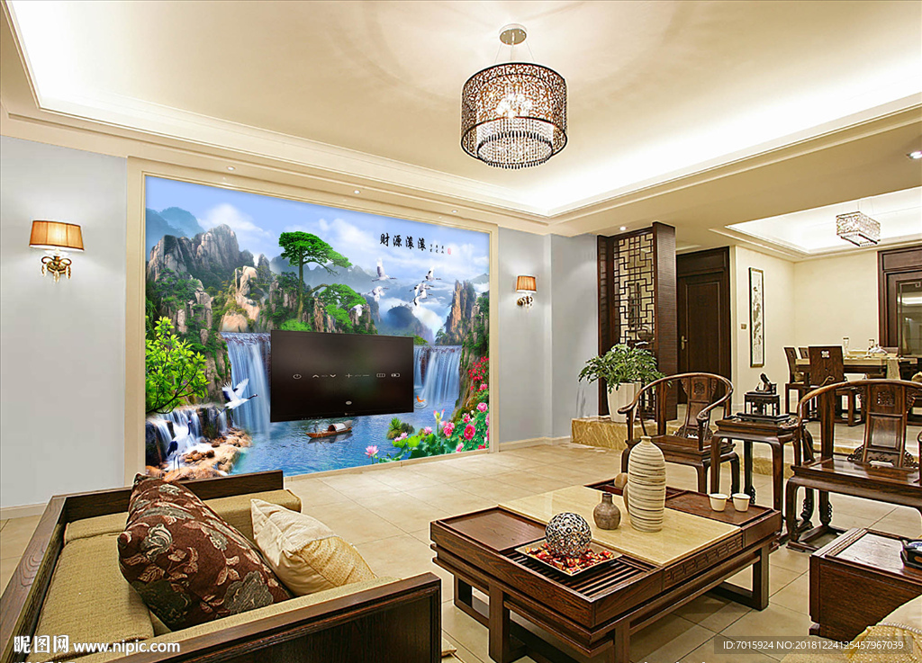 财源滚滚风景电视背景图