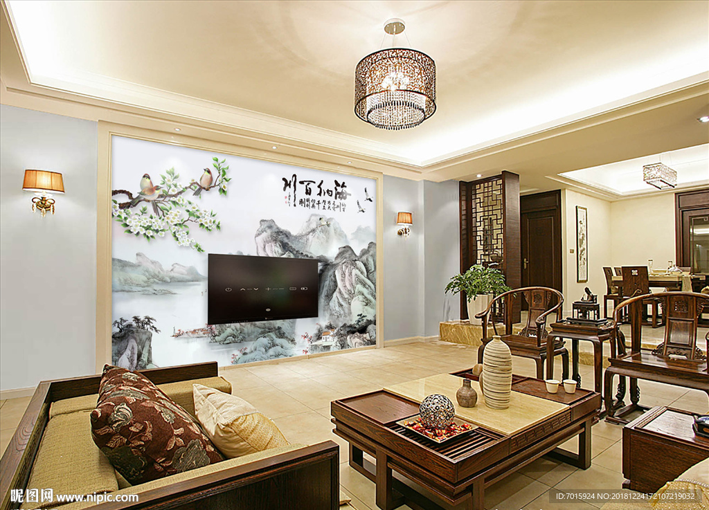 海纳百川客厅背景墙