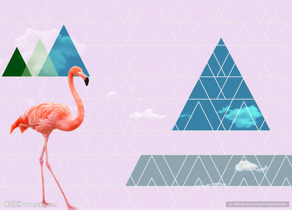 北欧火烈鸟背景墙