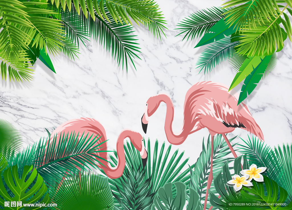 北欧火烈鸟背景墙