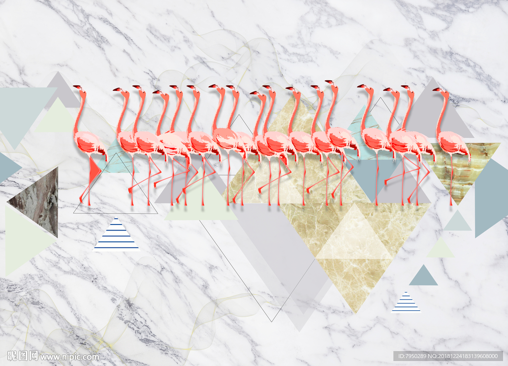 北欧火烈鸟背景墙