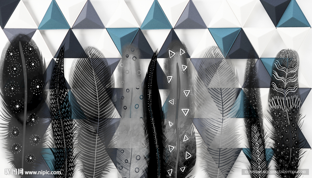 北欧羽毛时尚背景墙