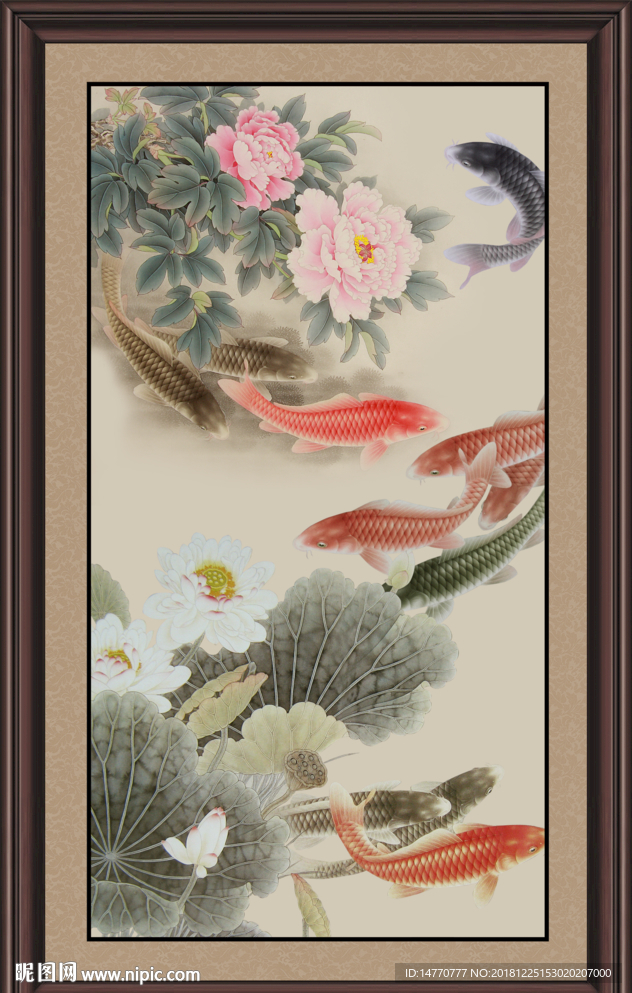 荷花鲤鱼图