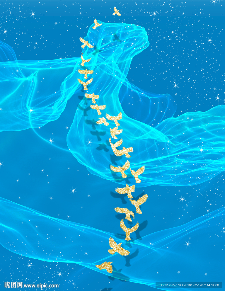 金丝鸟梦幻蓝色大海中国风装饰画