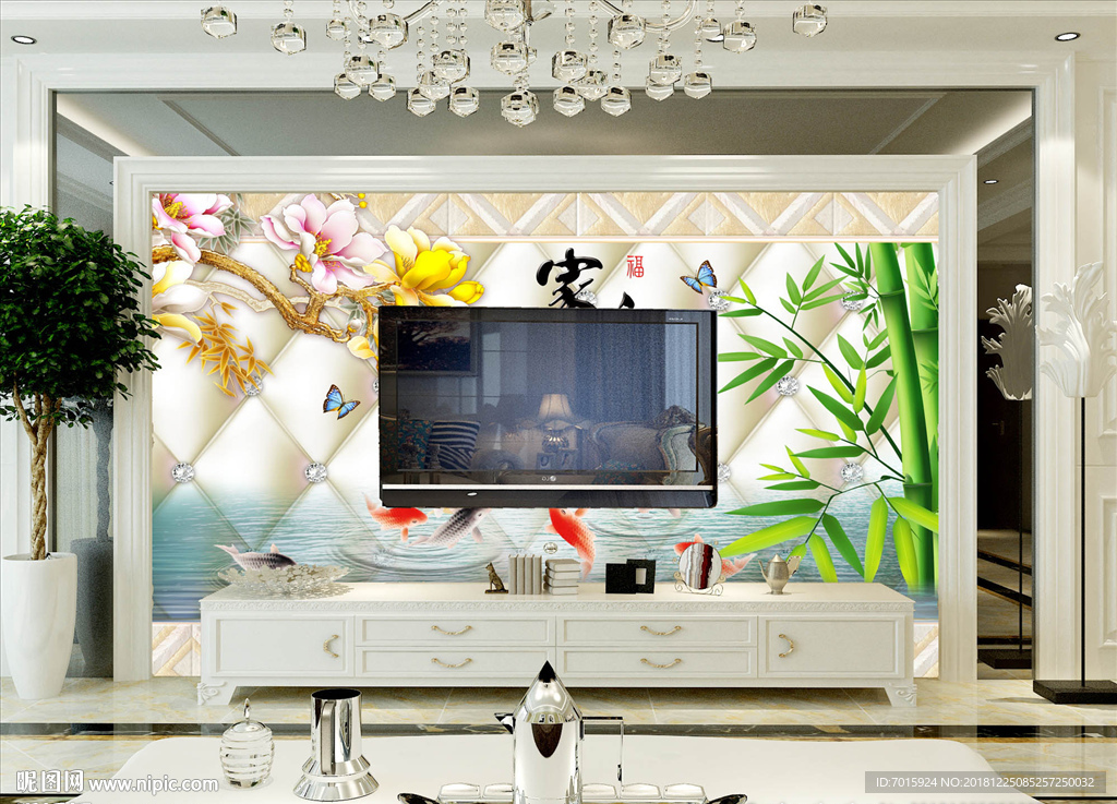 山水情意境山水风景3D电视背景