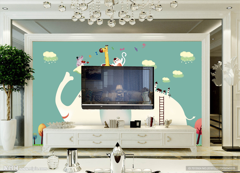 宝宝背景墙 儿童卧室背景