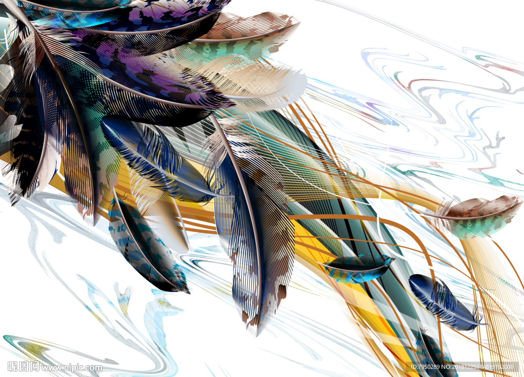 北欧羽毛时尚背景墙