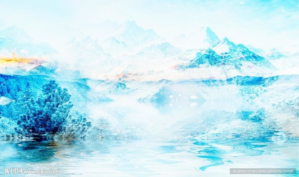 新款意境山水画背景墙