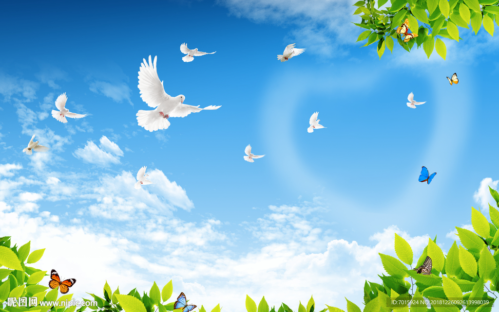 蓝天白云背景 电视背景墙 风景