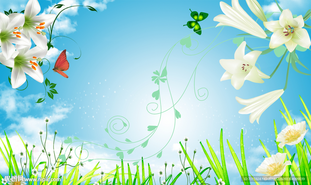 电视背景墙 风景 蓝天白云背景