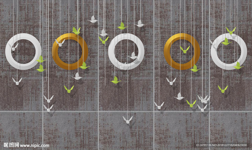 现代立体意境背景墙