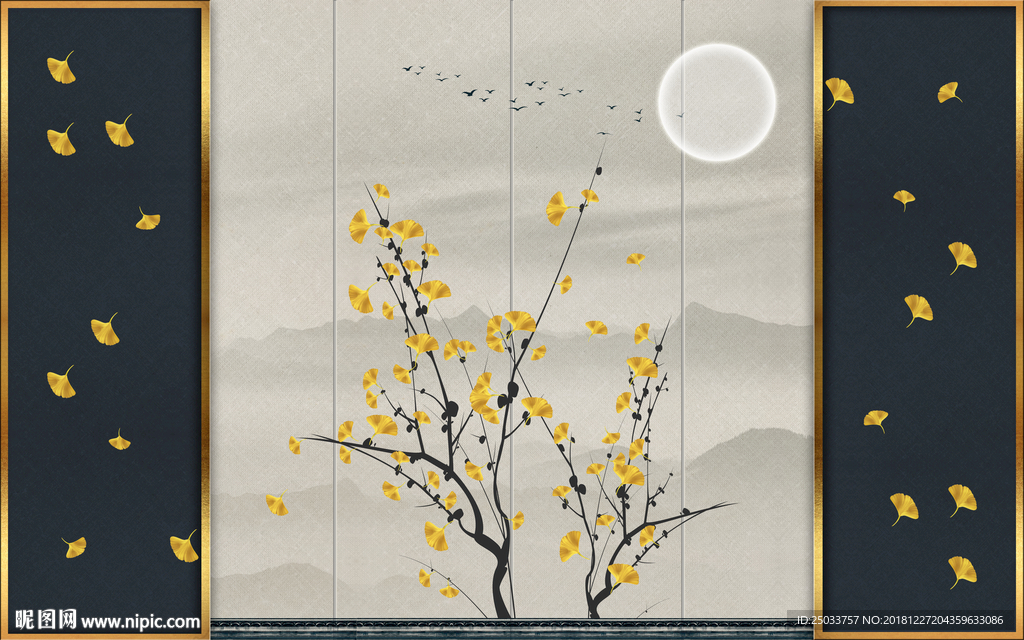中式造型墙玄关屏风背景底纹素材