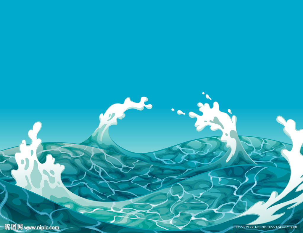 卡通手绘海浪浪花图片素材免费下载 - 觅知网