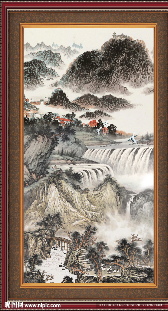 竖幅山水画