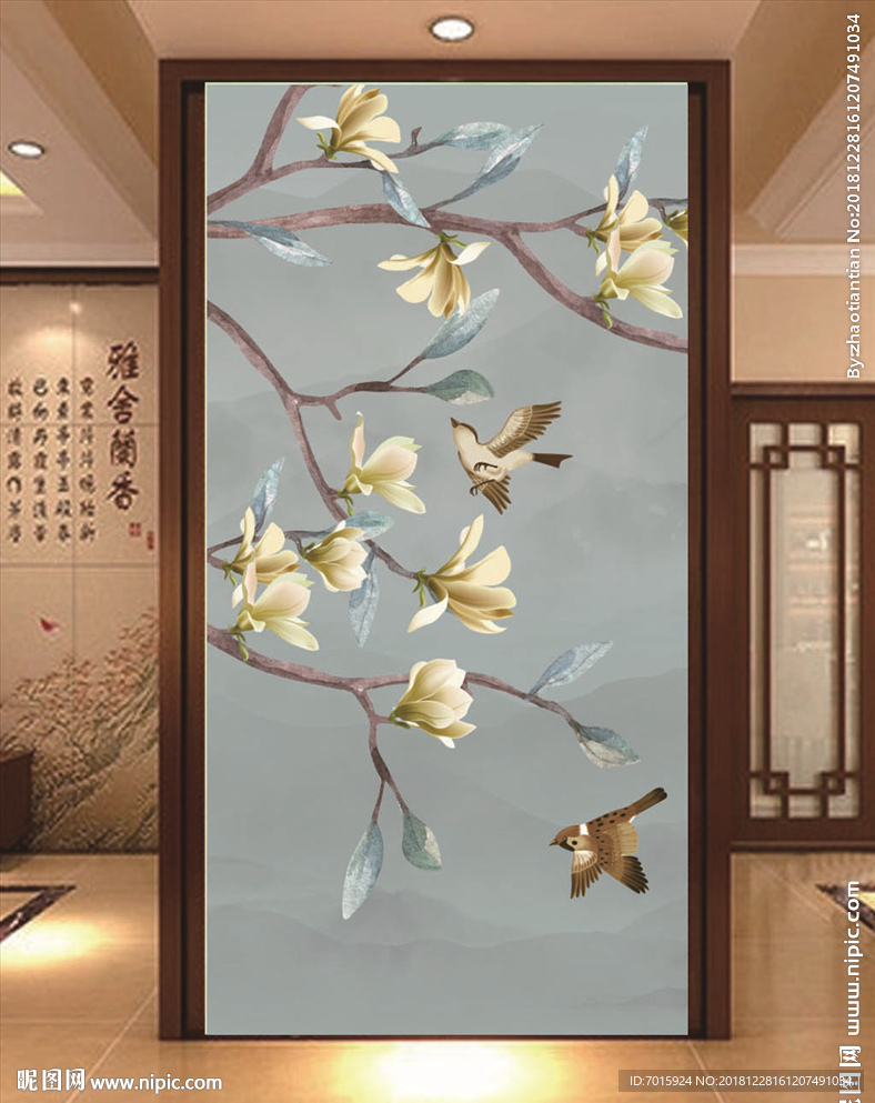 中式简洁电视机背景墙 背景墙