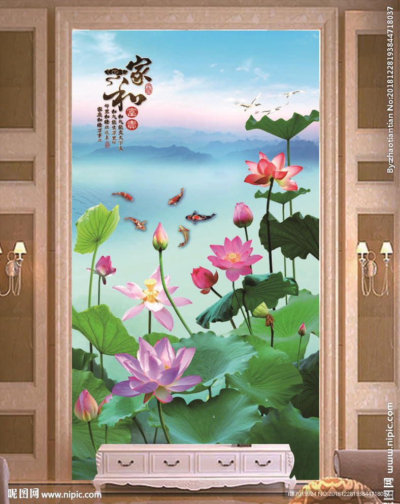 仿彩雕玄关 中式玄关背景墙