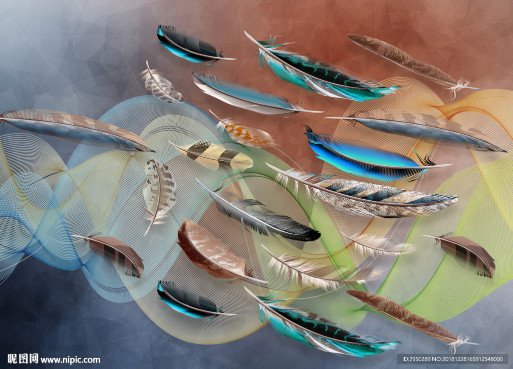 现代时尚羽毛背景墙