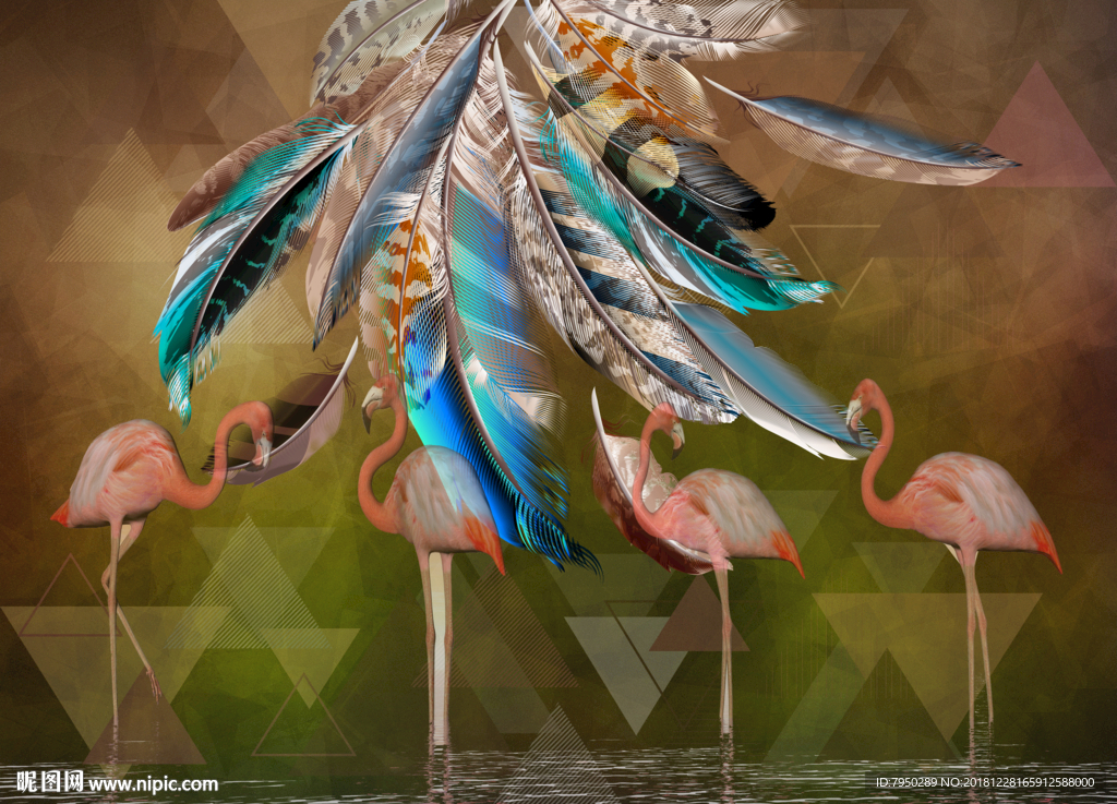 现代时尚羽毛背景墙