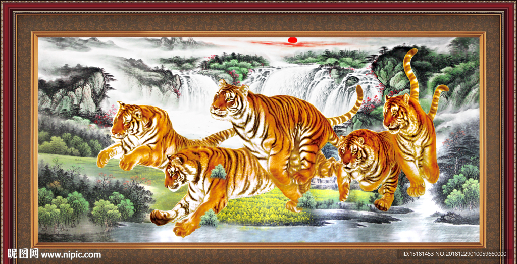 老虎 国画老虎