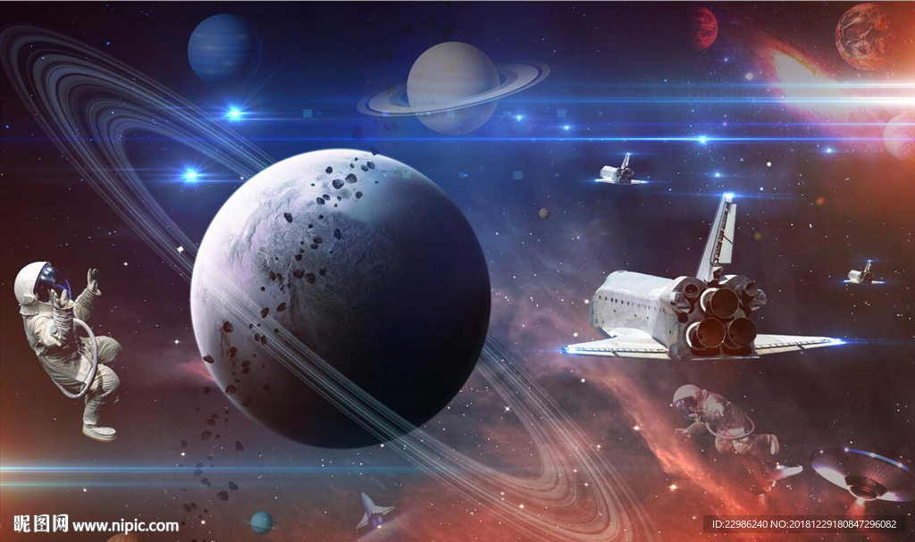 星球与宇宙外太空吊顶背景墙壁画