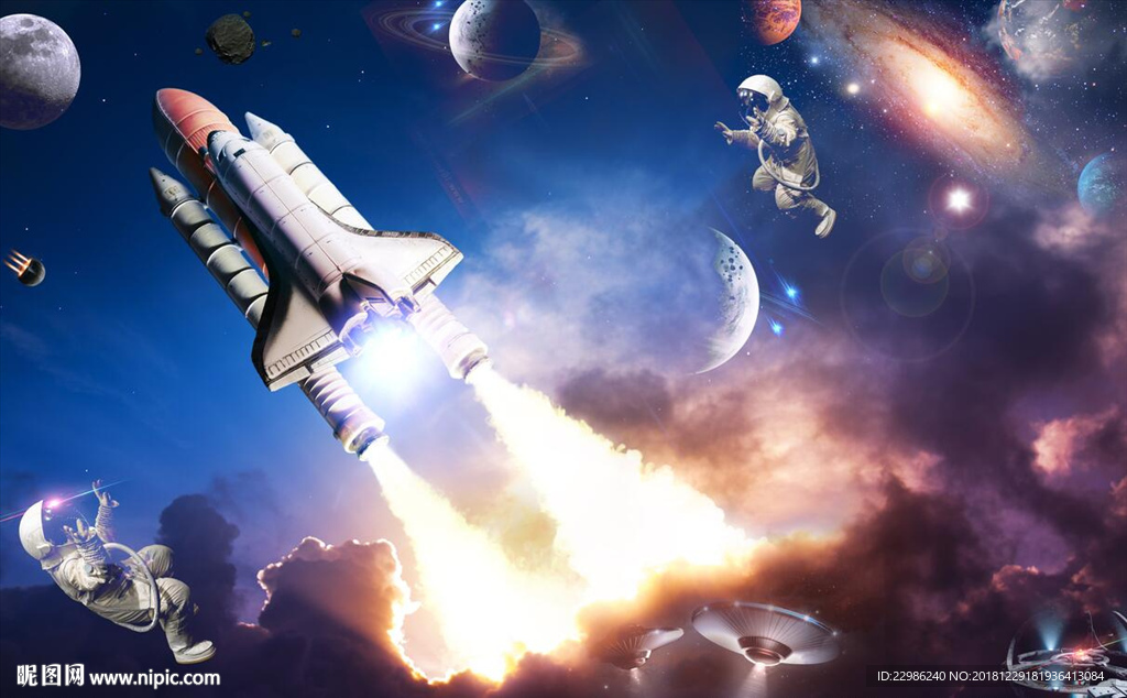 星球与宇宙外太空吊顶背景墙壁画