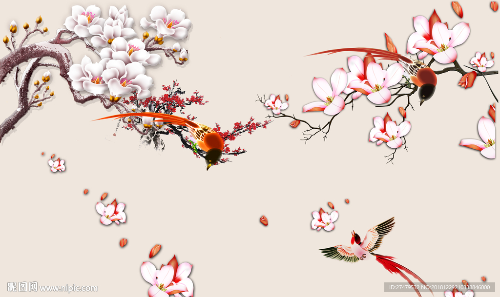花鸟背景墙