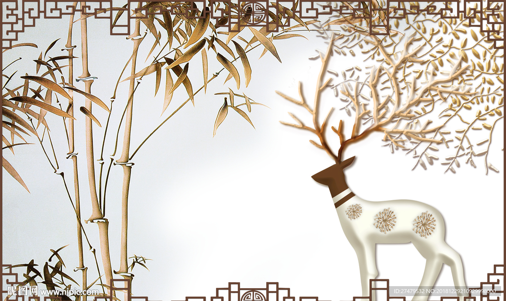 麋鹿背景墙
