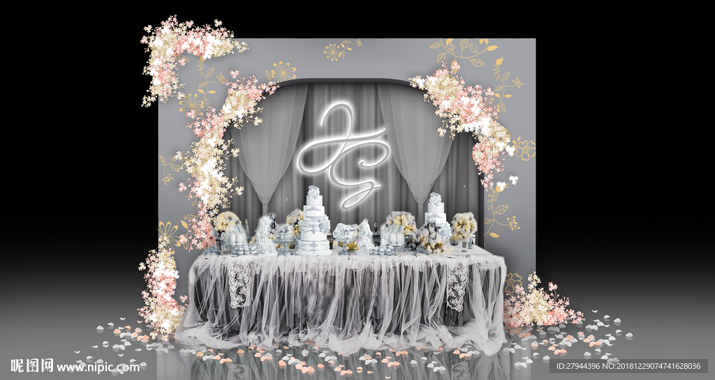 欧式高级灰婚礼甜品区