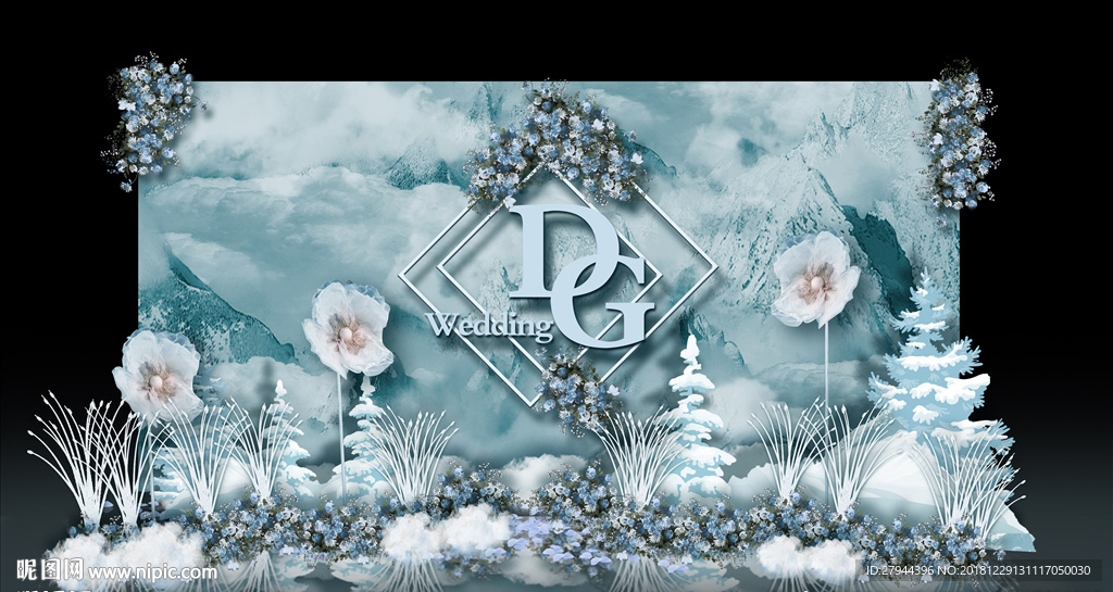 高端绿色婚礼迎宾区