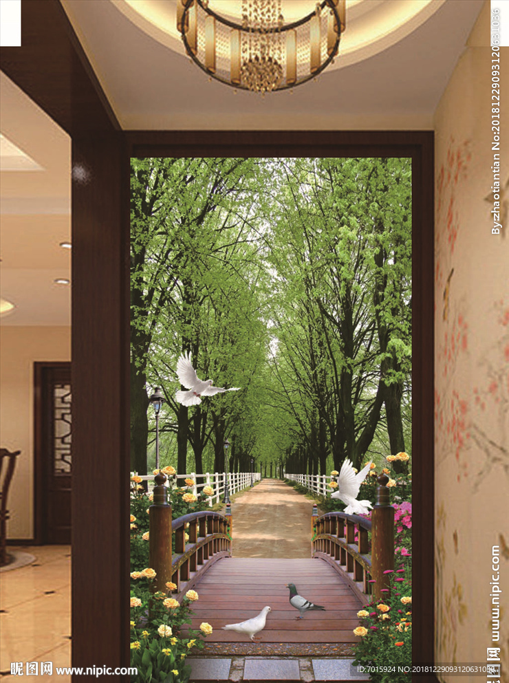 清幽小道 玄关 过道壁纸装饰