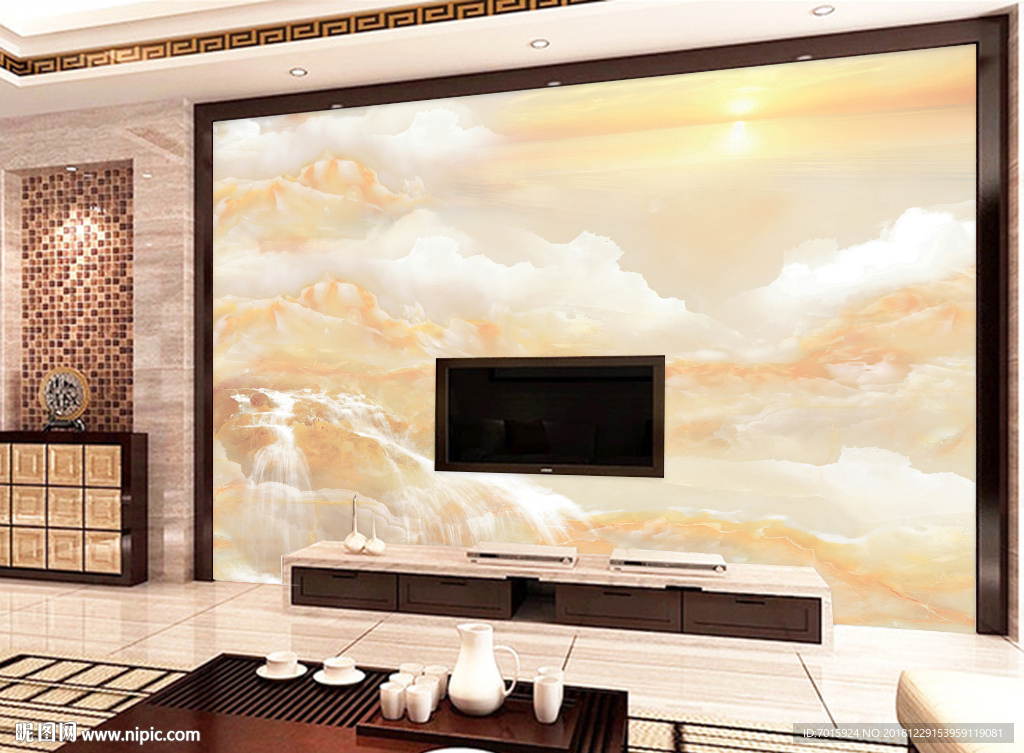 大理石背景墙 大理石装修 客厅