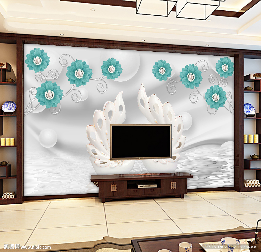 中式背景 珠宝背景 中式客厅