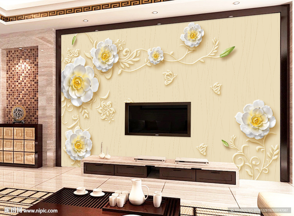 浮雕背景墙 墙画 中式 古典