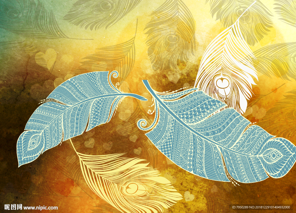 现代时尚羽毛背景墙