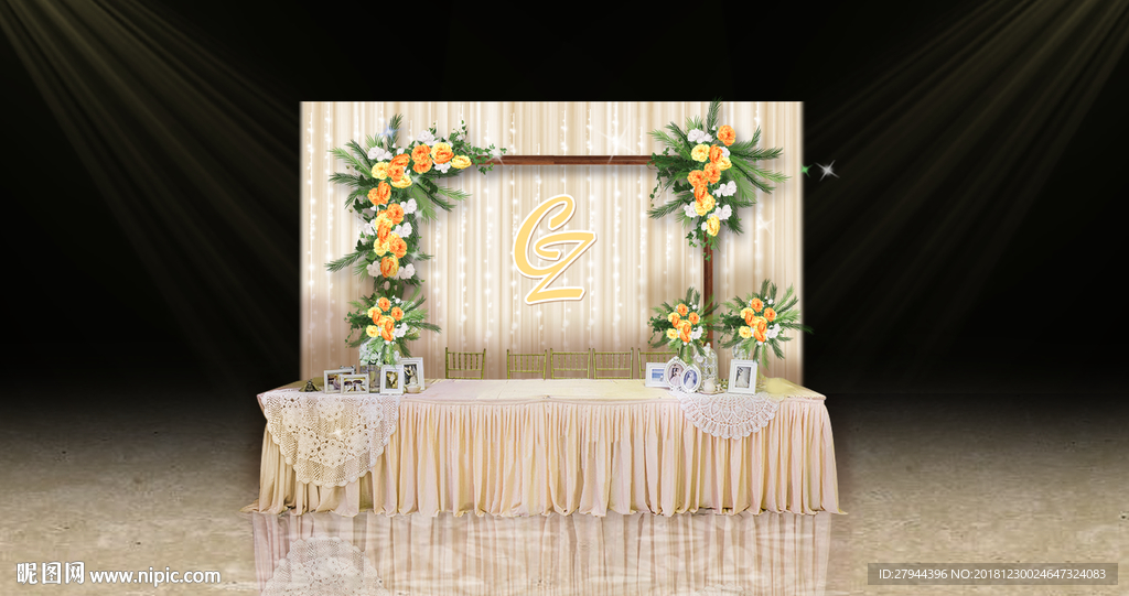 香槟色婚礼签到区