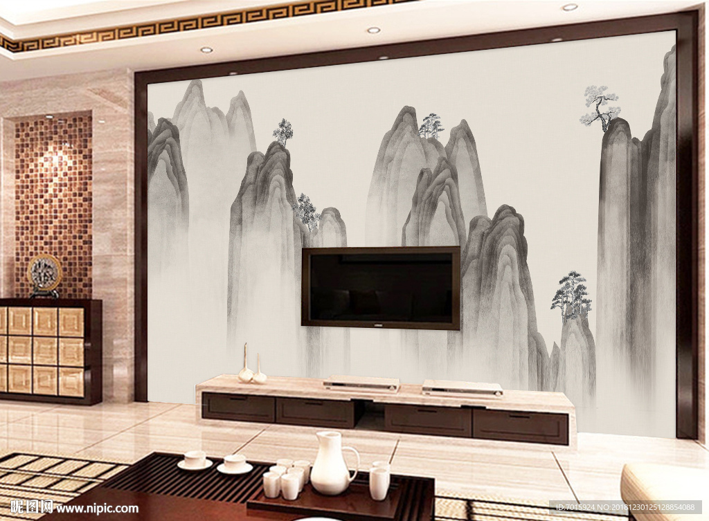 水墨山水 抽象装饰画 水墨画