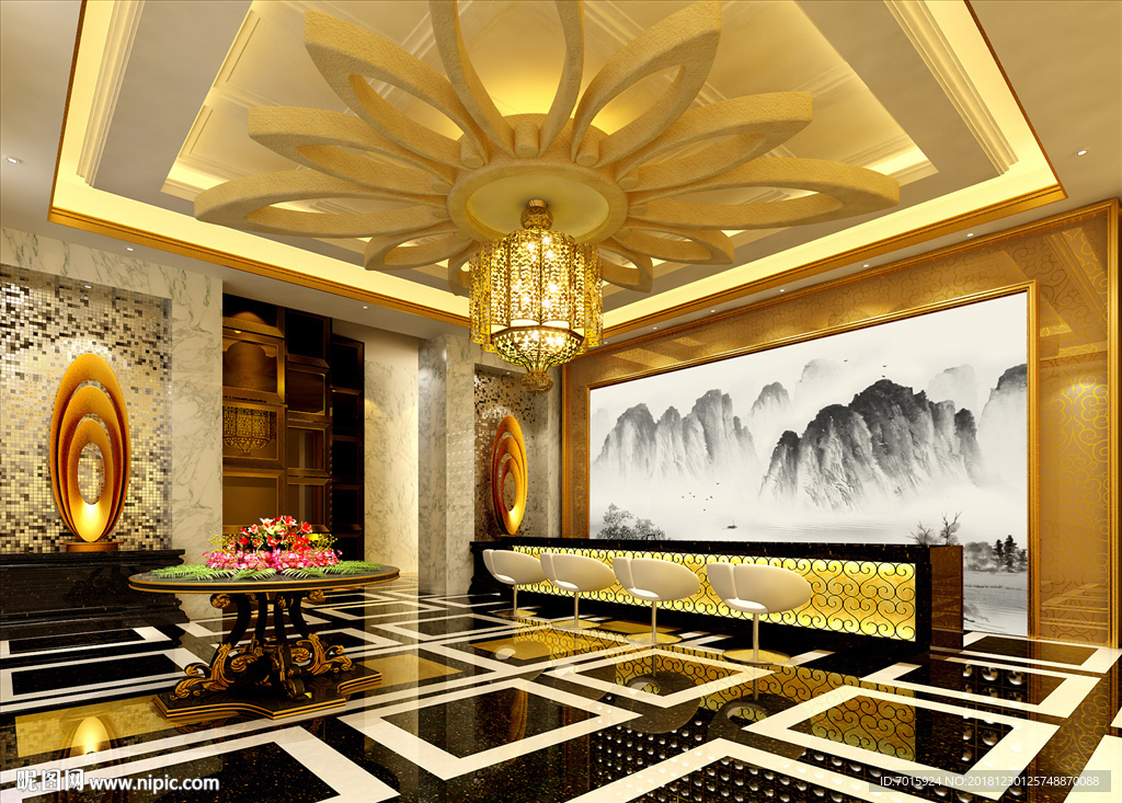 抽象装饰画 新中式背景墙